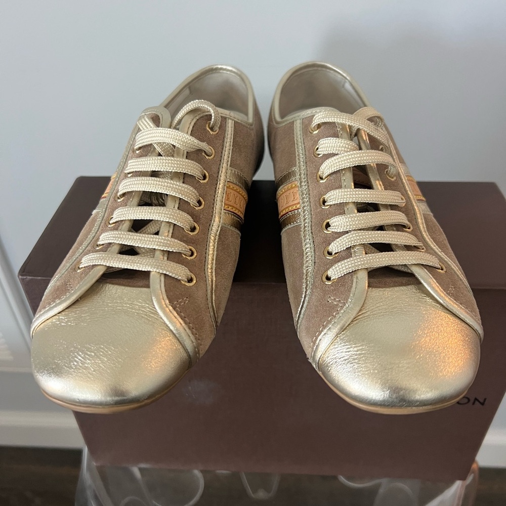 Louis Vuitton Gold and Tan Sneakers